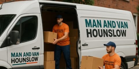 Professional local movers in Hounslow loading a branded Man and Van Hounslow van during a home removal