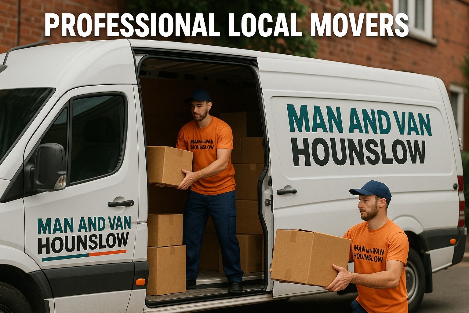 Professional local movers in Hounslow loading a branded Man and Van Hounslow van during a home removal