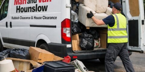 Rubbish clearance in Hounslow with a professional team loading household waste and bulky items into a removal van