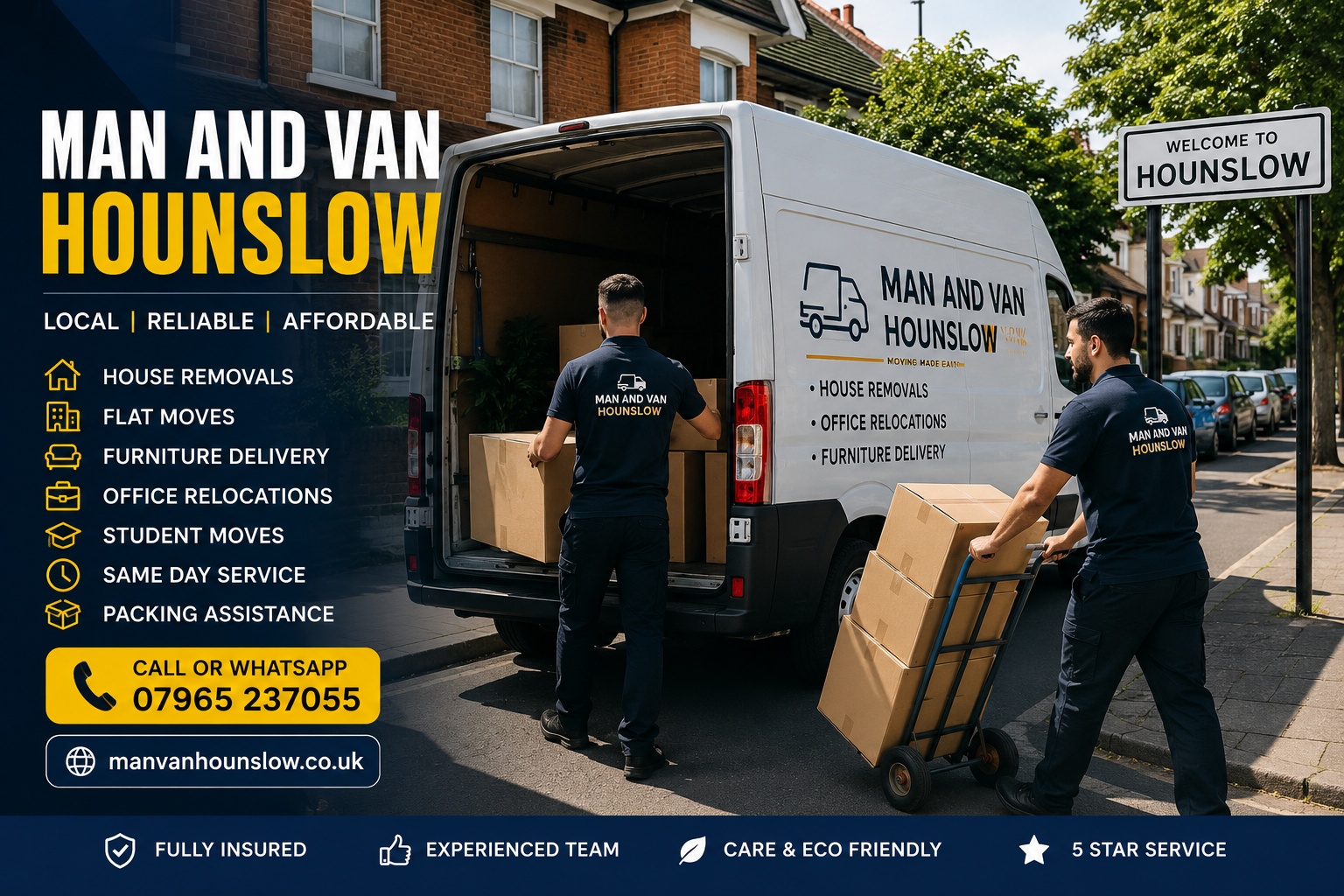 Affordable same day man and van Hounslow house and flat removals West London