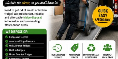 Fridge Disposal Hounslow flyer with removals van and professional fridge removal service