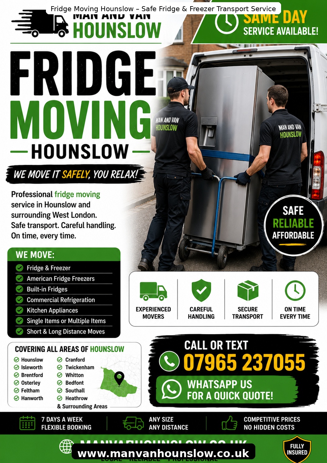 Fridge Moving Hounslow safe fridge freezer transport service
