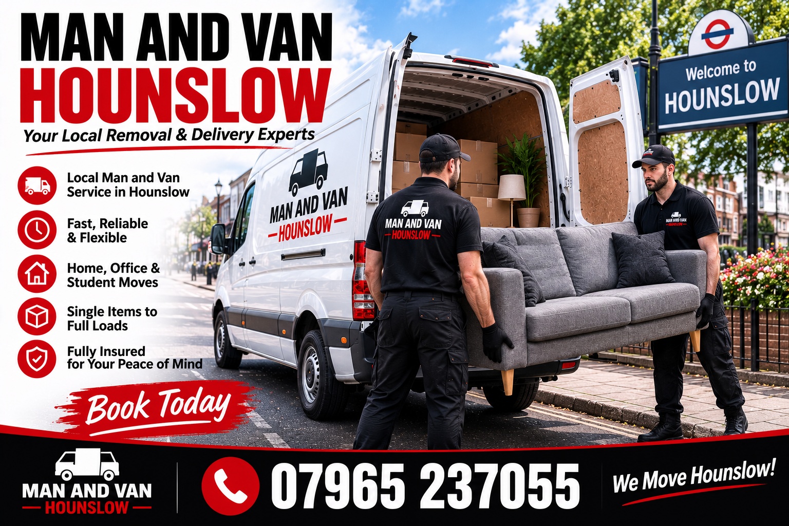 Man and van removal service in Hounslow for local and household moves
